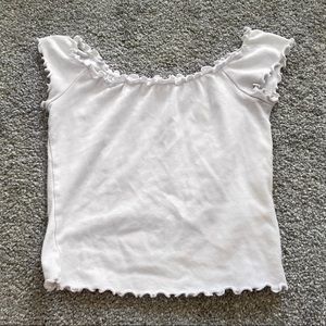 Garage cropped off the shoulder white tank top